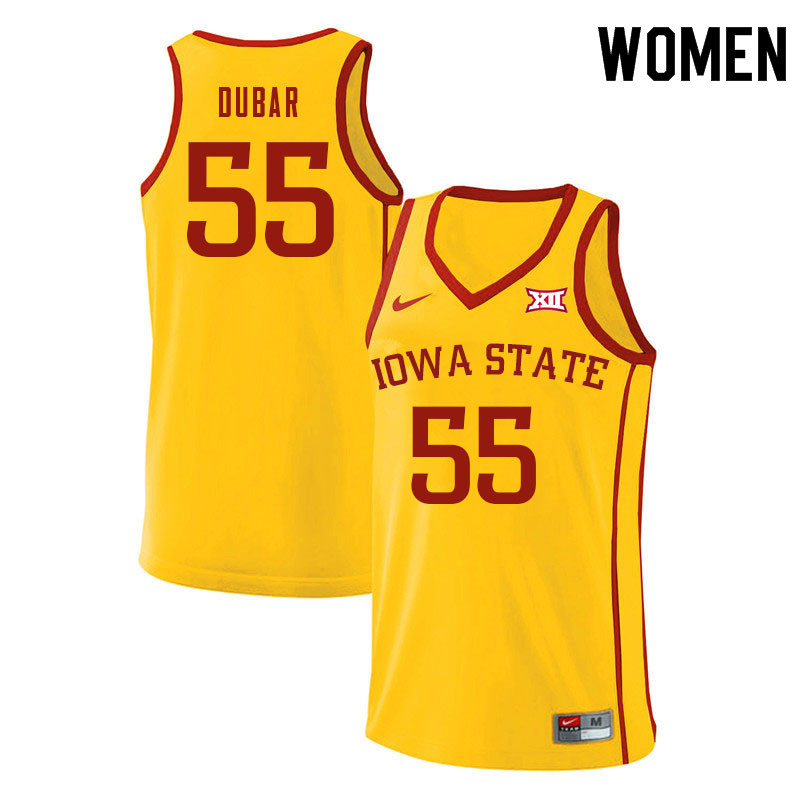 Women #55 Darlinstone Dubar Iowa State Cyclones College Basketball Jerseys Sale-Yellow